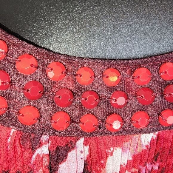 Catherines broomstick red floral beaded blouse top 1xwp (18/20wp) - Picture 4 of 6